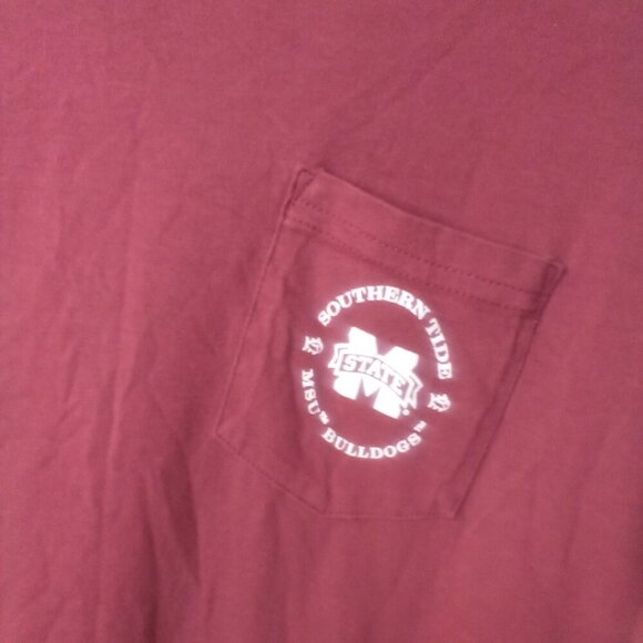 Southern Tide Mississippi State Shirt XL Go Dawgs Short Sleeve Pocket Red - Picture 8 of 14